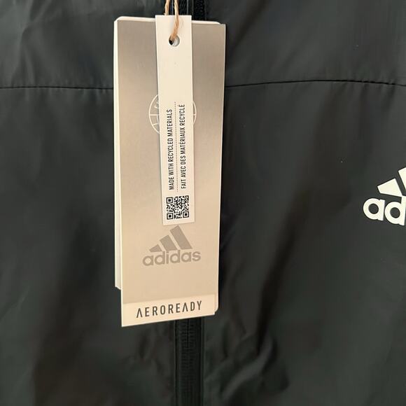 NWT $60 ADIDAS zipper windbreaker jacket black white S - Picture 10 of 12
